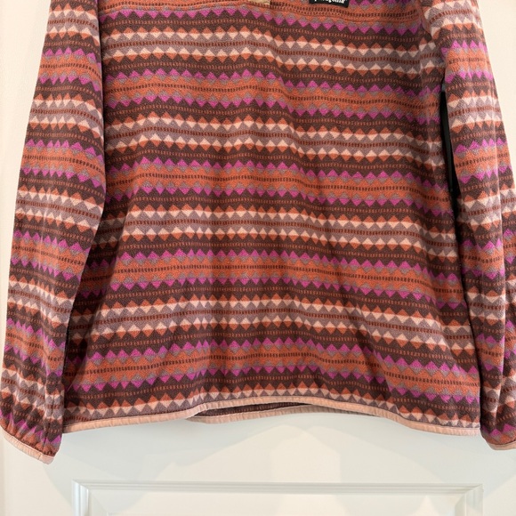 Patagonia Women’s Micro-D Snap-T Fleece in Pink Diamond Stripe Sisu Brown sz XL - Picture 5 of 11